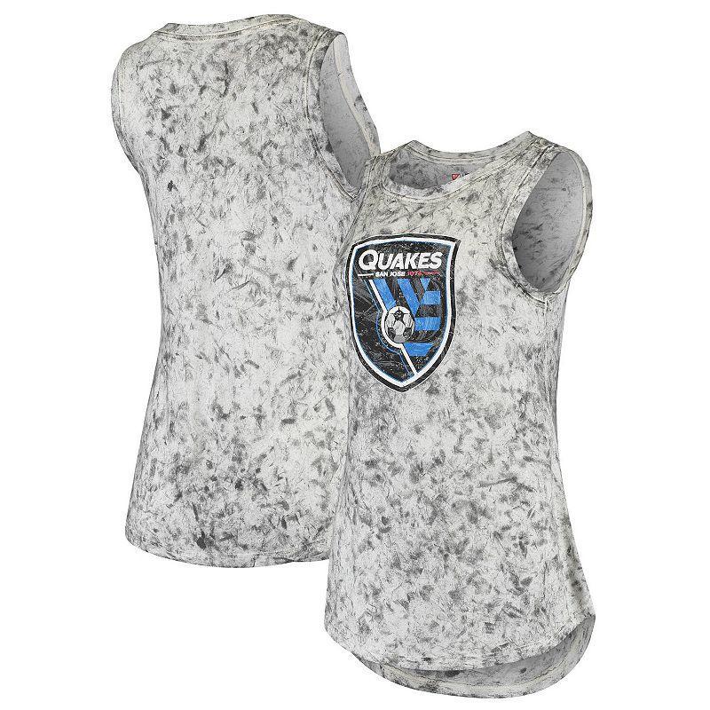 Womens 5th & Ocean by New Era Gray San Jose Earthquakes Washed Mineral Dye Jersey Tank Top Product Image