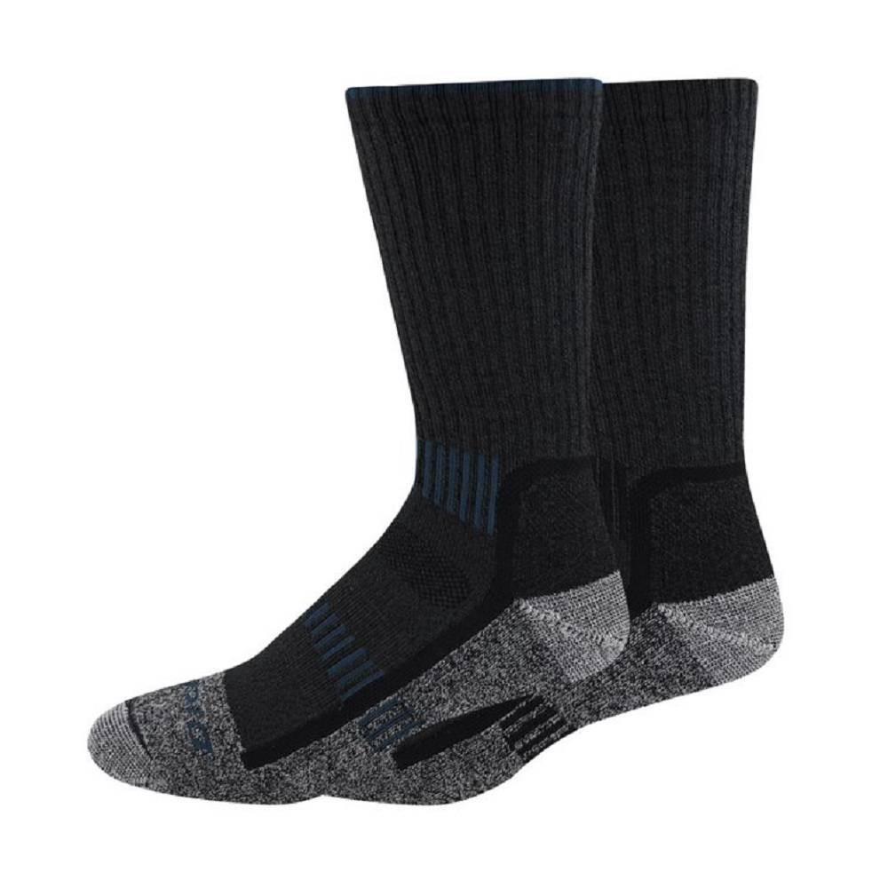 Dickies Mens Midweight Merino Wool Thermal Crew Socks 2pk - Black 6-12 Product Image