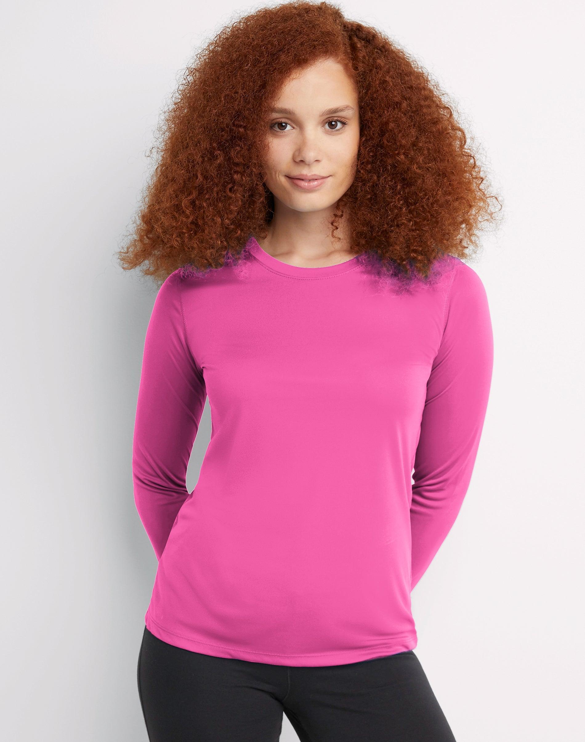 Womens Hanes Cool Dri Long-Sleeve Performance Tee Purple Product Image