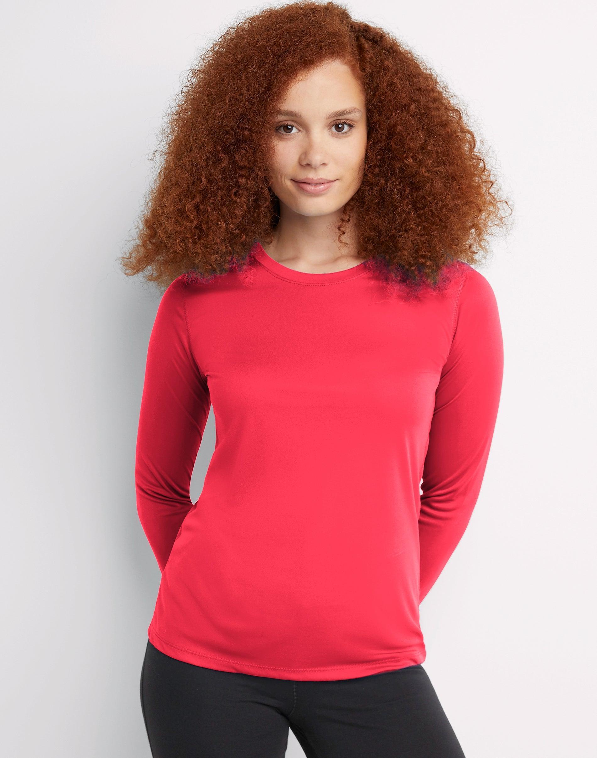 Womens Hanes Cool Dri Long-Sleeve Performance Tee Purple Product Image