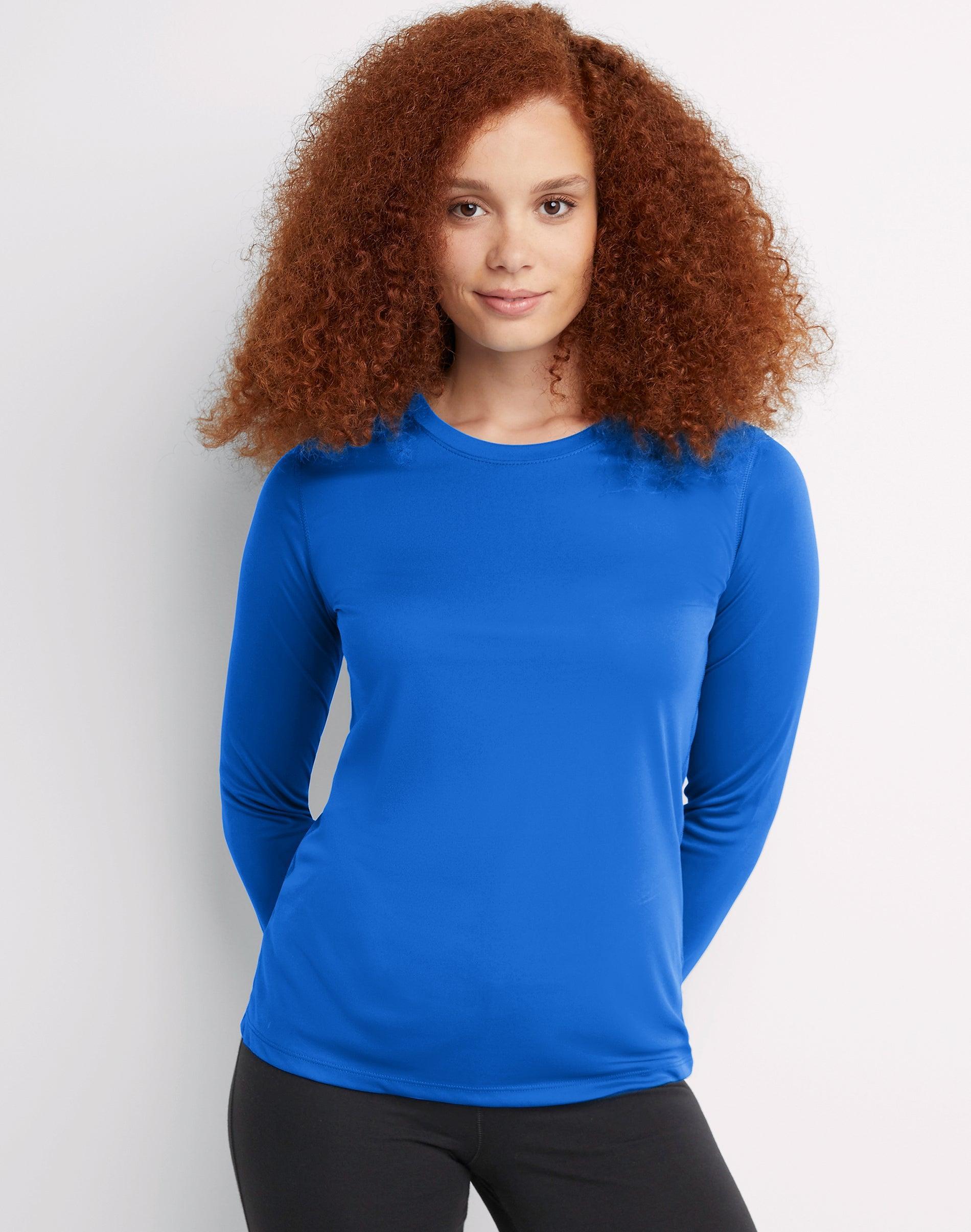 Womens Hanes Cool Dri Long-Sleeve Performance Tee Purple Product Image