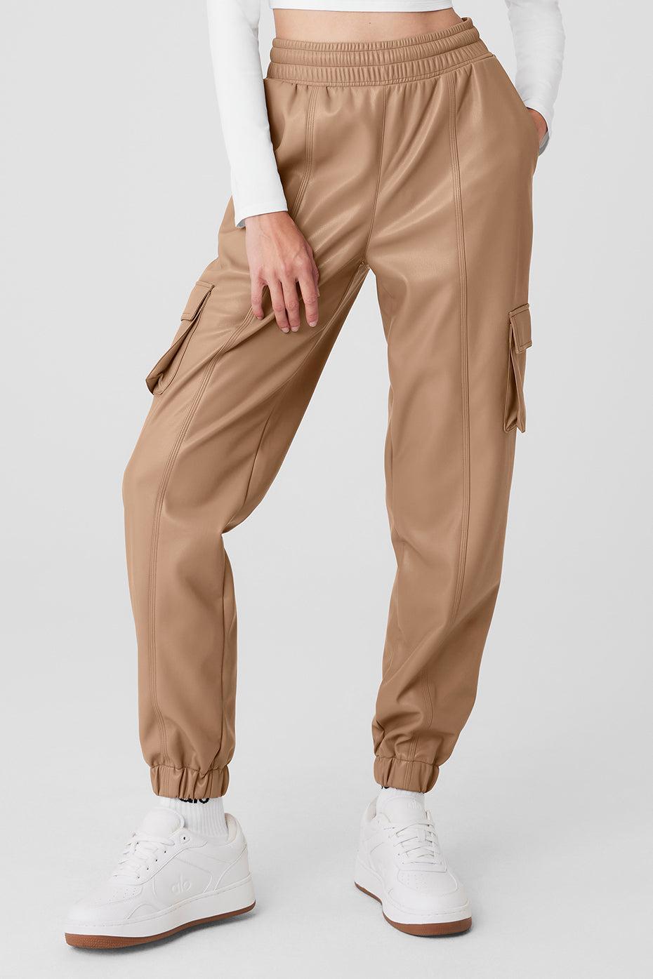 Faux Leather Power Hour Jogger - Toasted Almond Product Image