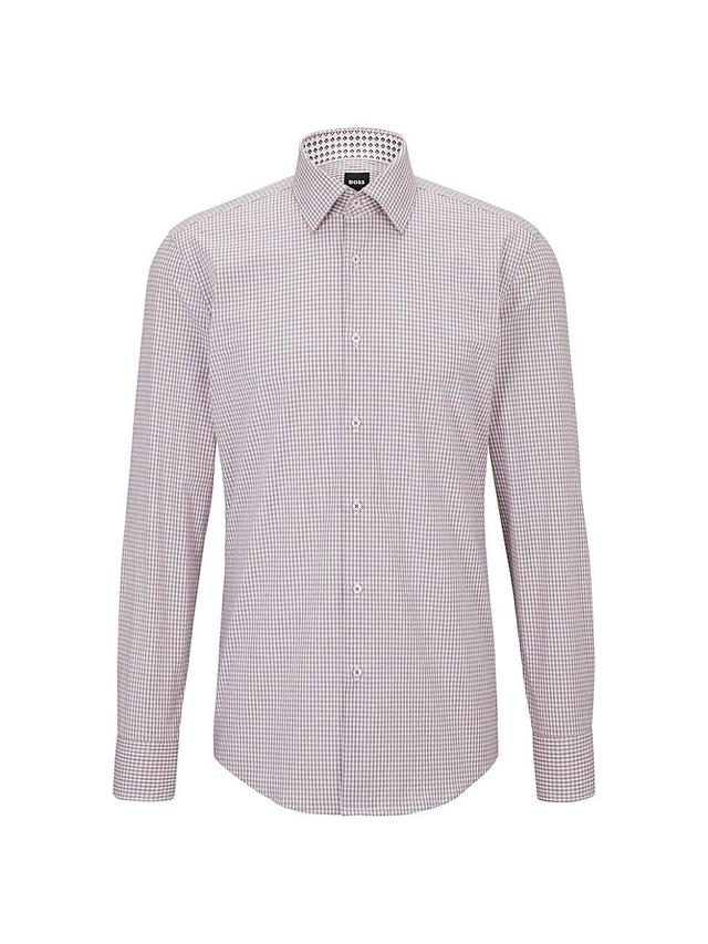 Mens Slim-Fit Shirt In Checked Stretch Cotton Product Image