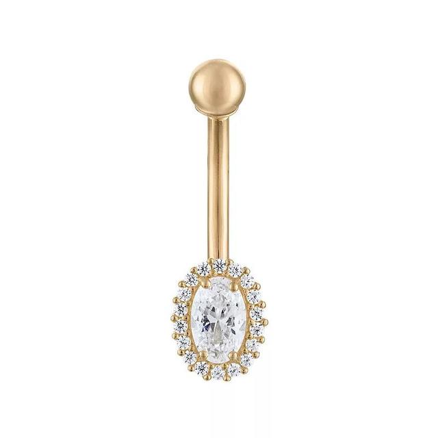 Amella Jewels 10k Gold One-Side Internally Threaded Halo-Shaped Belly Ring, Womens Product Image