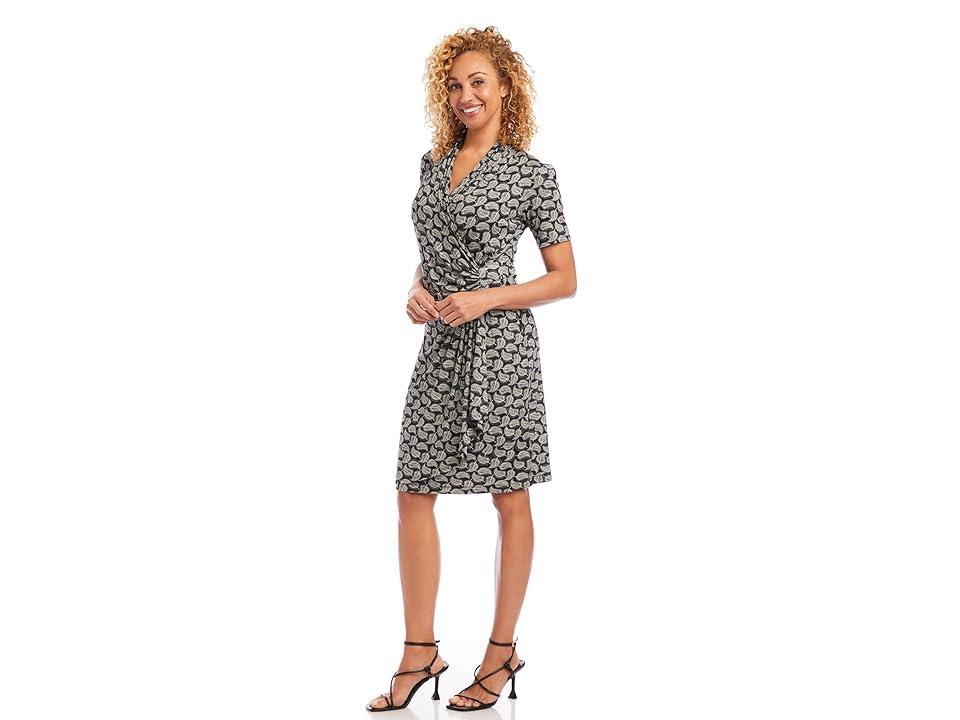 Karen Kane Short Sleeve Cascade Wrap Dress (Print) Women's Dress Product Image