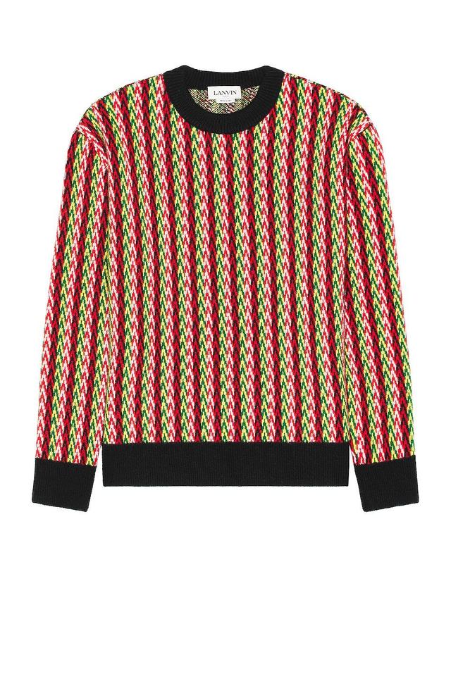 Lanvin Curb Chevron Knit Crewneck in Red Product Image