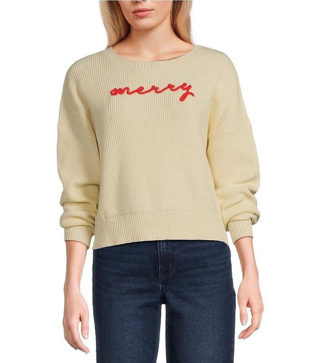 Originality Long Sleeve Merry Drop Shoulder Long Cuff Christmas Sweater Product Image