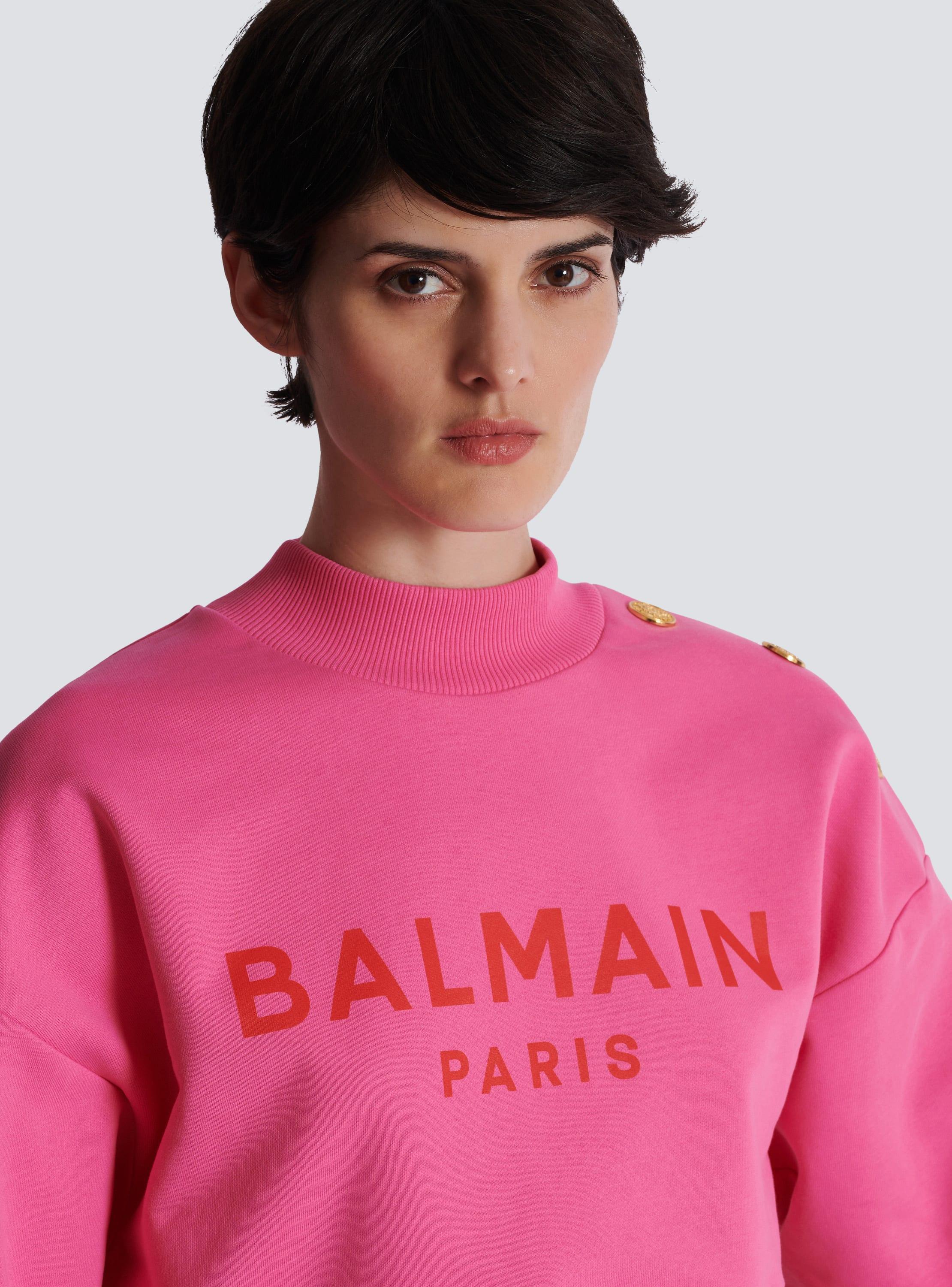 Cropped sweatshirt with Balmain Paris print Product Image