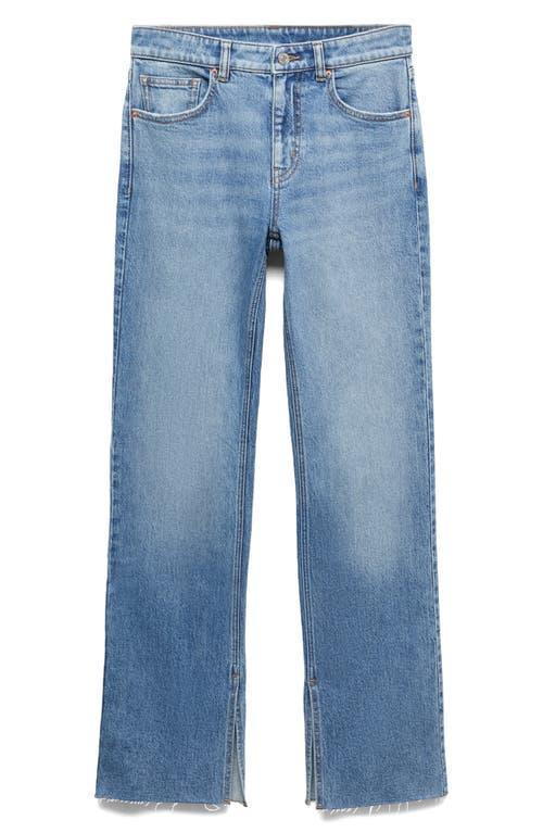 MANGO - Medium-rise straight jeans with slits medium blueWomen Product Image