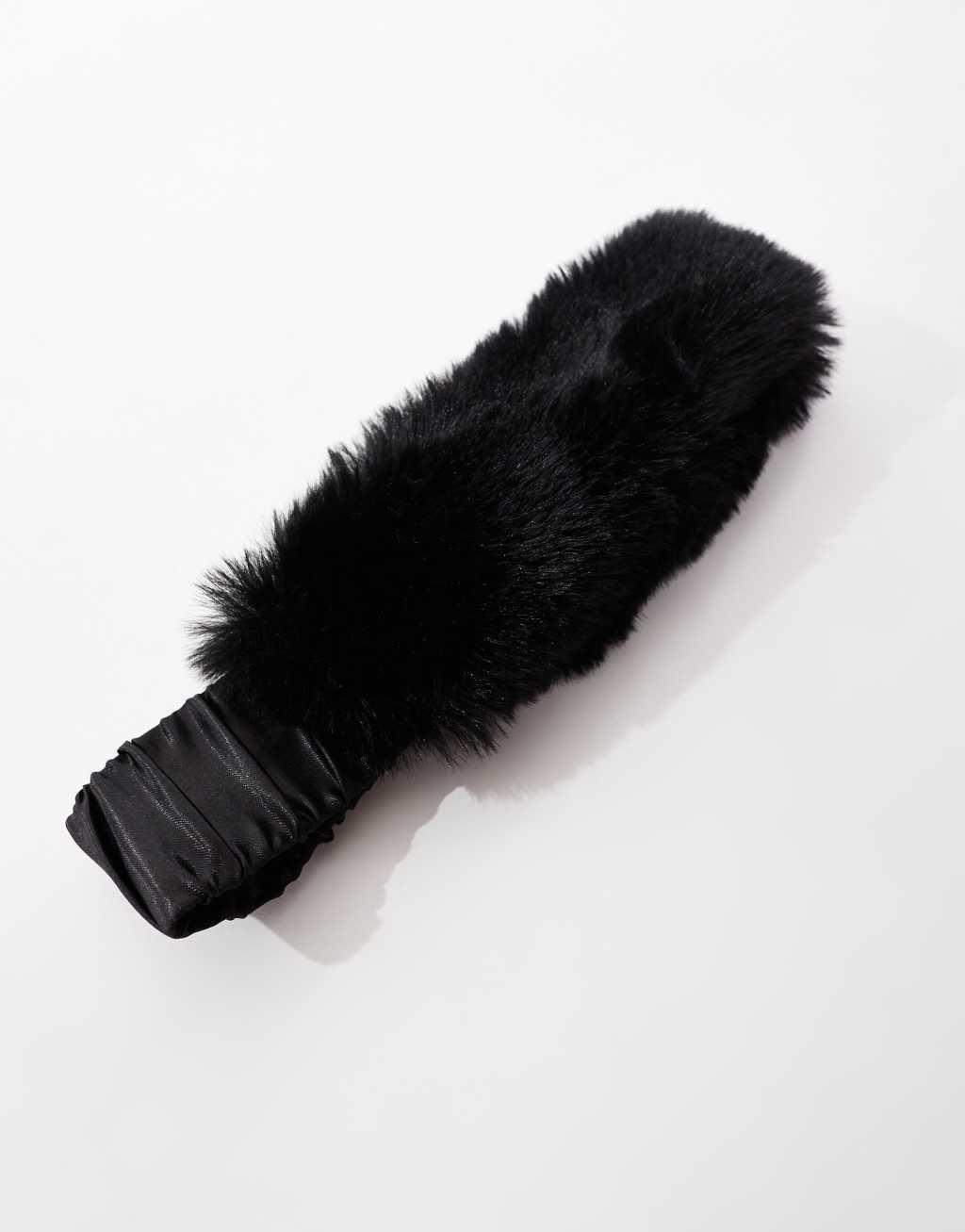 ASOS DESIGN faux fur headband in black Product Image