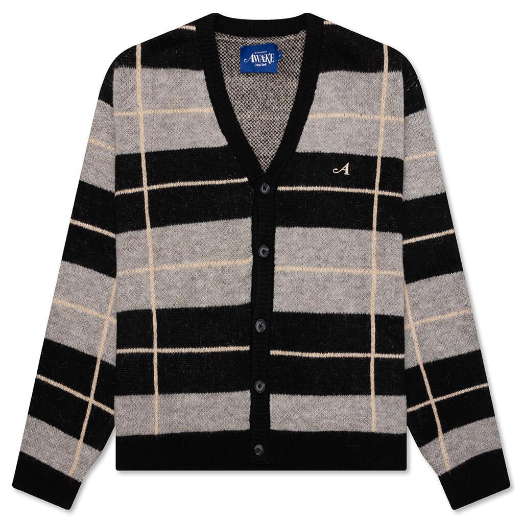 Windowpane Mohair Cardigan - Charcoal Multi Male Product Image