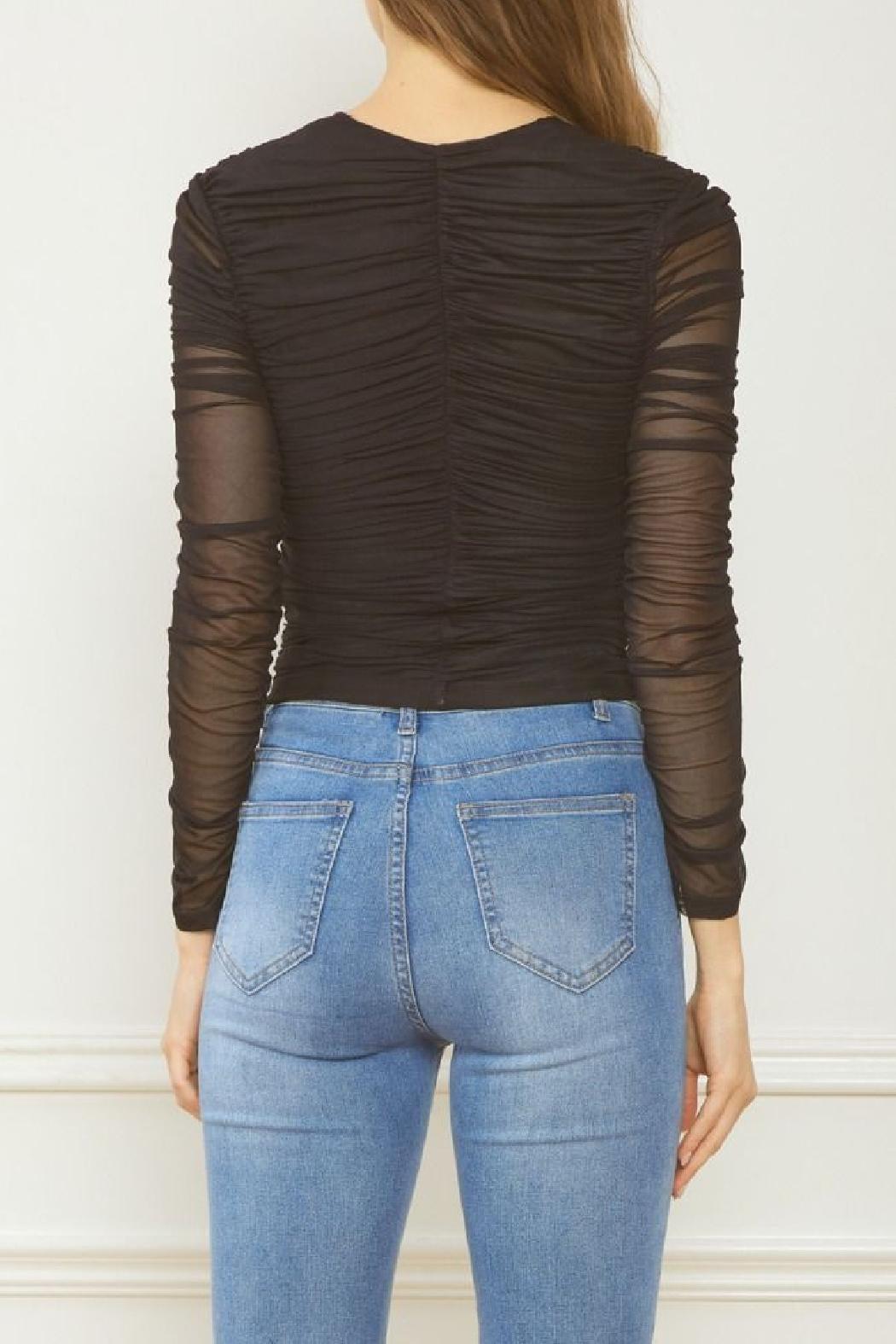 Sheer Sleeve Ruched Top Product Image