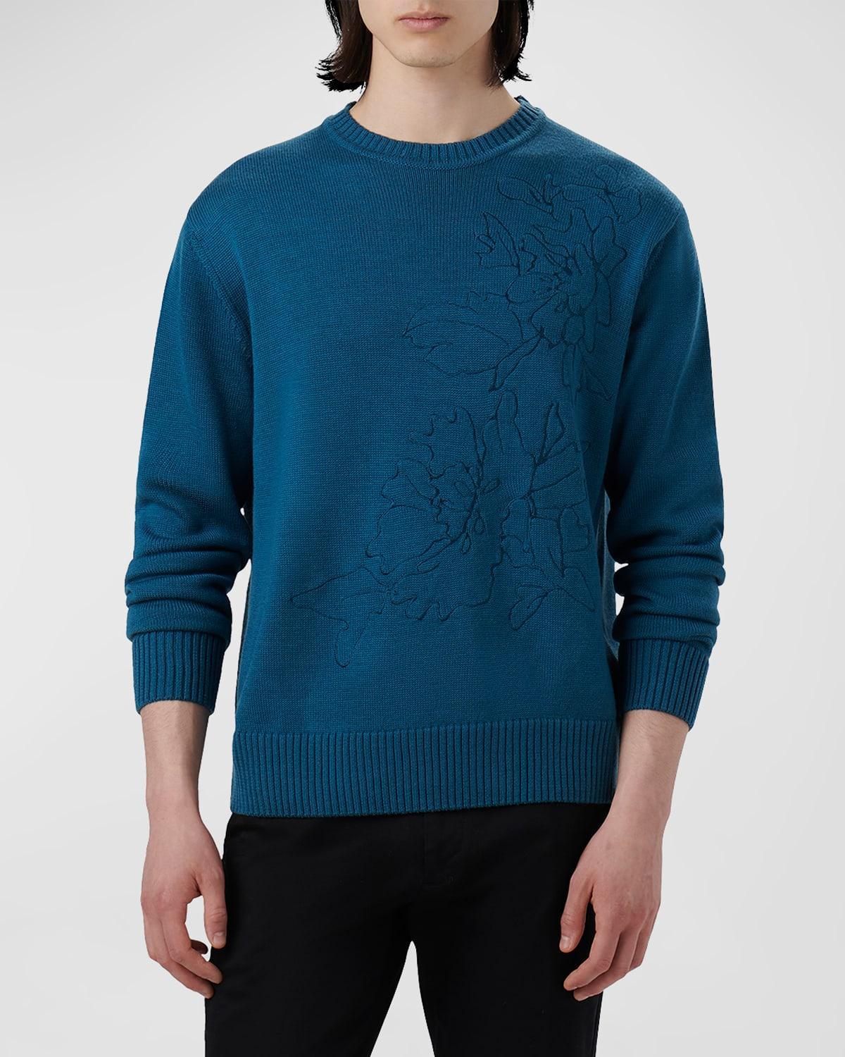 Mens Embroidered Crewneck Long-Sleeve Sweater Product Image