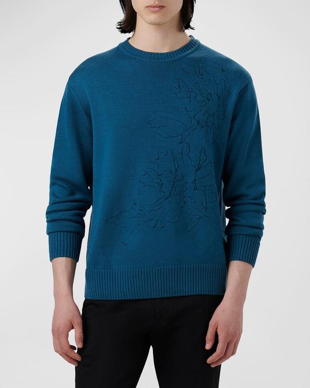 Bugatchi Embroidered Merino Wool Crewneck Sweater Product Image