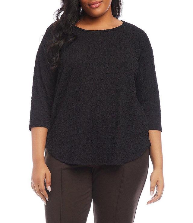 Karen Kane Plus Size Bubble Stretch Boat Neck 3/4 Sleeve Top Product Image