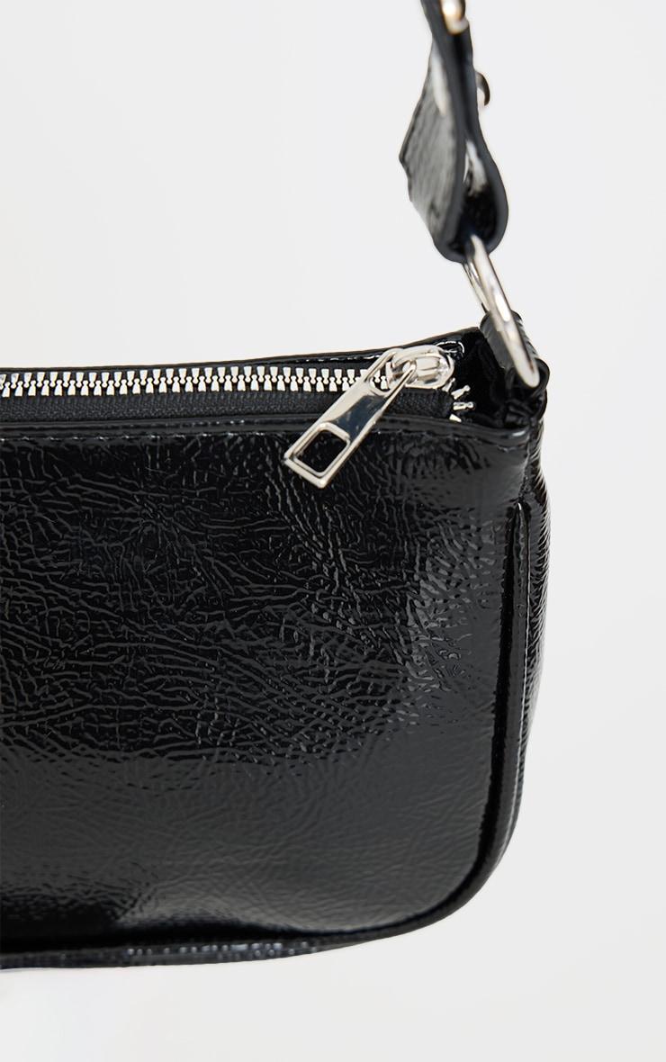 Black Crinkle Stud Handle Shoulder Bag Product Image