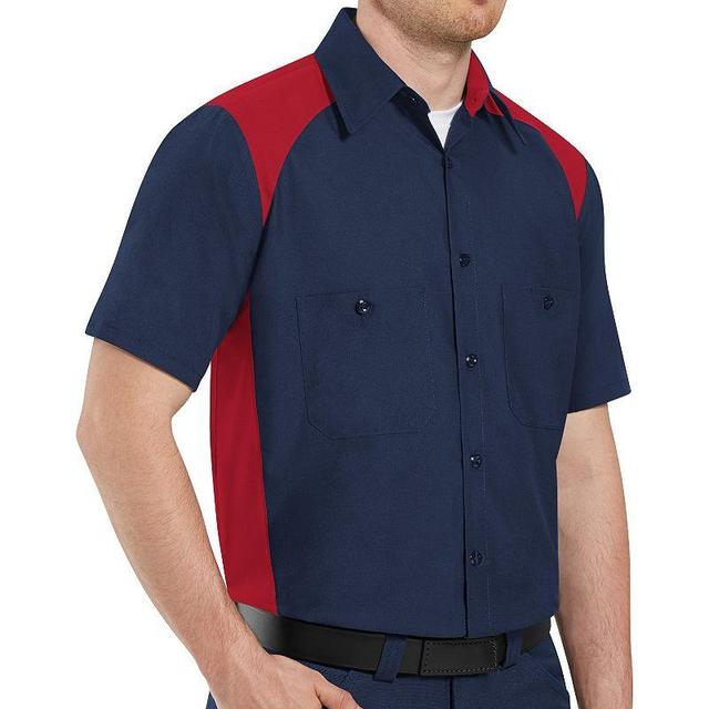 Mens Red Kap Classic-Fit Motorsports Colorblock Button-Down Shirt Product Image