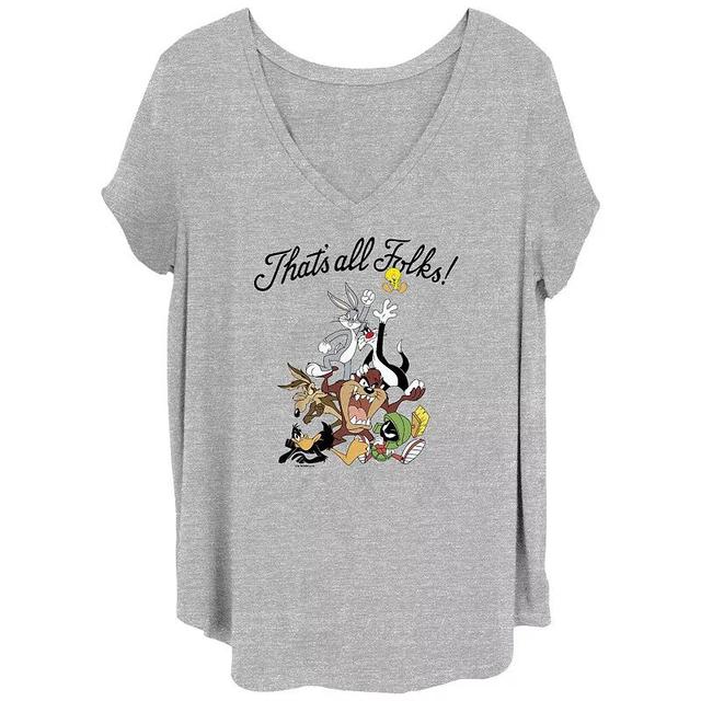 Juniors Plus Size Looney Tunes Thats All Folks Pyramid Graphic Tee, Womens Product Image