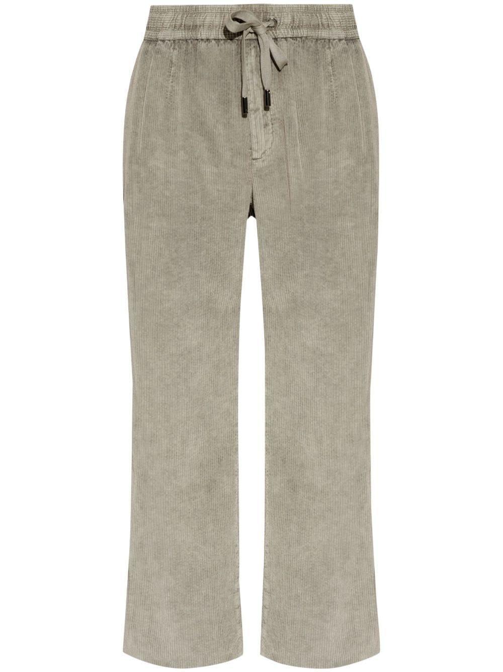 Logo-plaque Corduroy Trousers In Brown Product Image