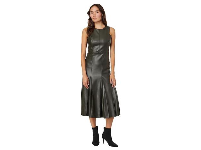 En Saison Faux Leather Pleated Midi Dress Product Image