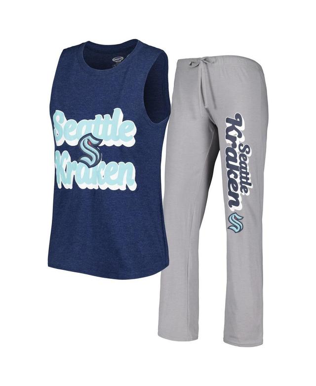 Womens Concepts Sport Deep Sea Blue/Gray Seattle Kraken Meter Muscle Tank Top & Pants Sleep Set Krk Blue Product Image