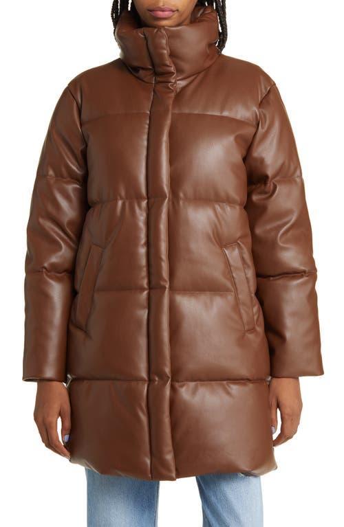 levis Water Resistant Faux Leather Long Puffer Coat Product Image