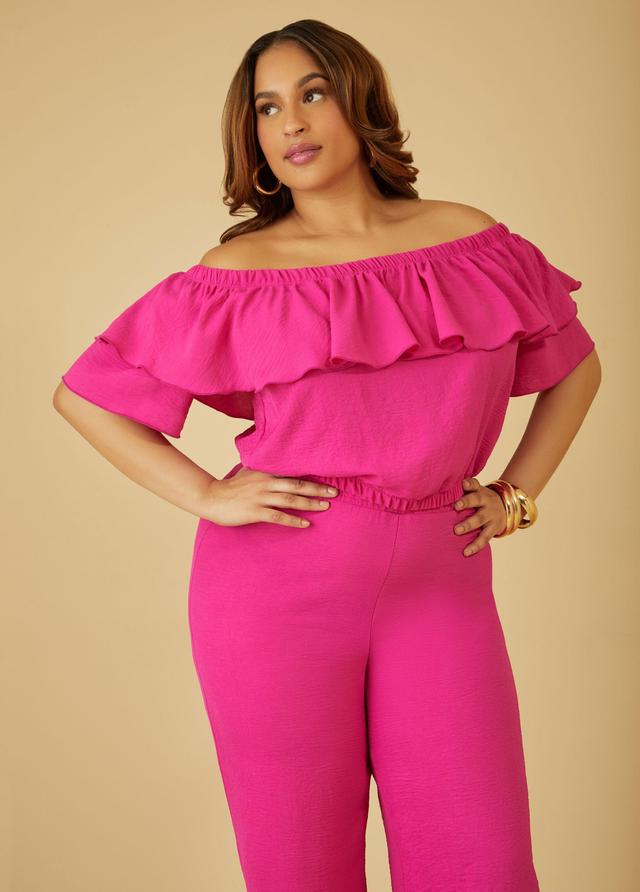 Plus Size Off The Shoulder Flounced Blouse Ashley Stewart Product Image