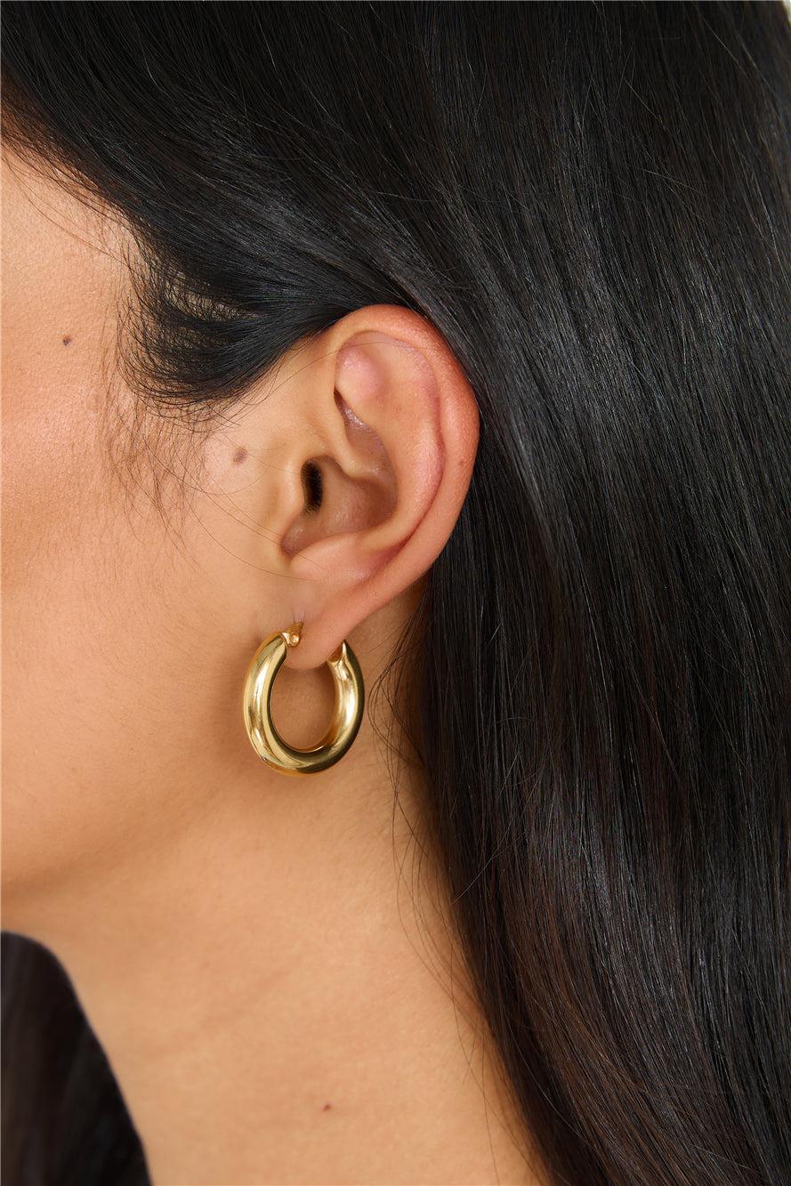 18k Gold Plated Power To Her Hoop Earrings Gold Product Image