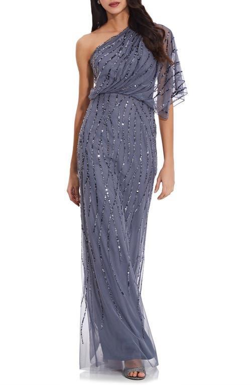 Adrianna Papell Beaded One-Shoulder Gown Product Image