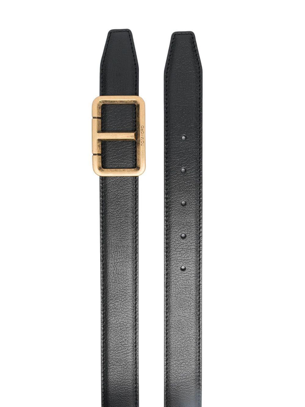 Logo-buckle Leather Belt In Black Product Image