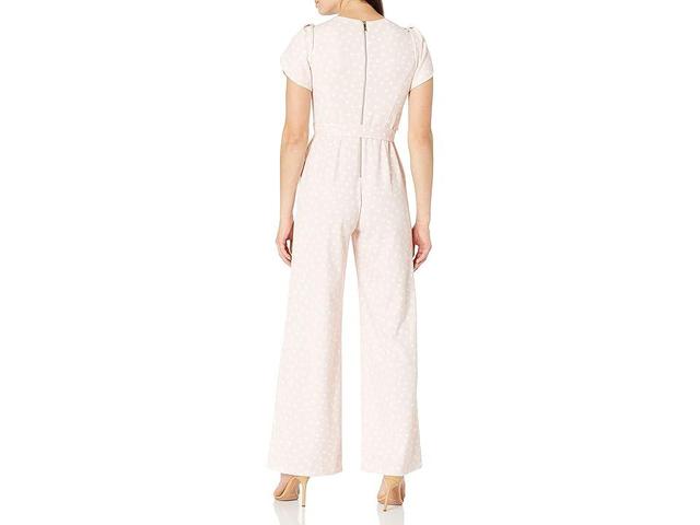 Calvin Klein Women's Tulip Sleeve Jumpsuit with Self Belt (Petal/White) Women's Jumpsuit & Rompers One Piece Product Image