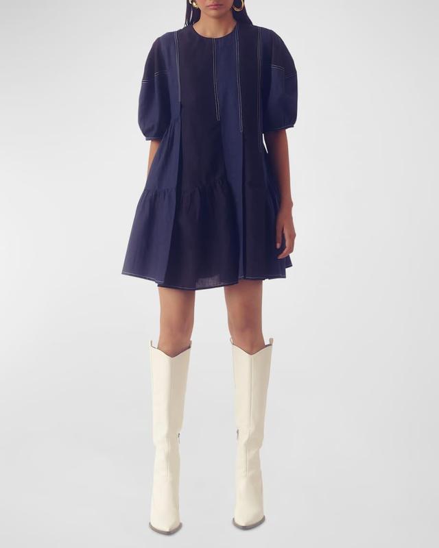 Puff-Sleeve Trapeze Mini Dress Product Image