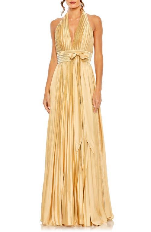 Womens Satin Pleated Halter Maxi Dress Product Image