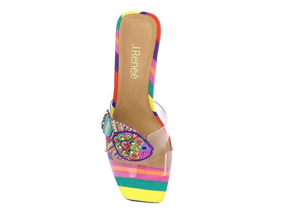 J. Renee Roline Clear Vinyl Beaded Fish Rainbow Metallic Slide Heel Sandals Product Image