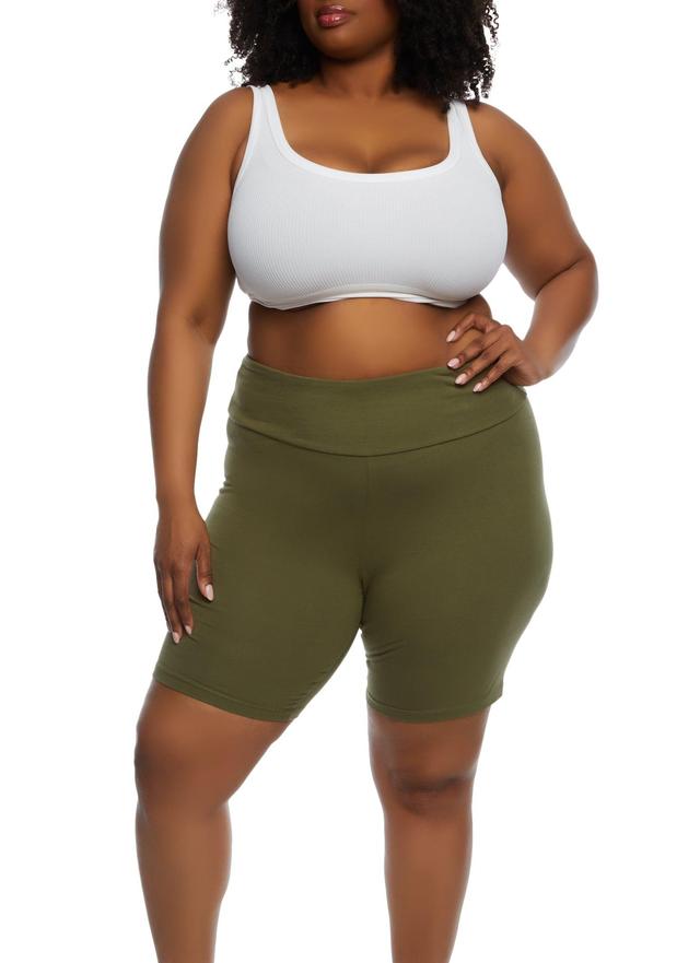 Womens Plus Size Solid High Waisted Biker Shorts Product Image