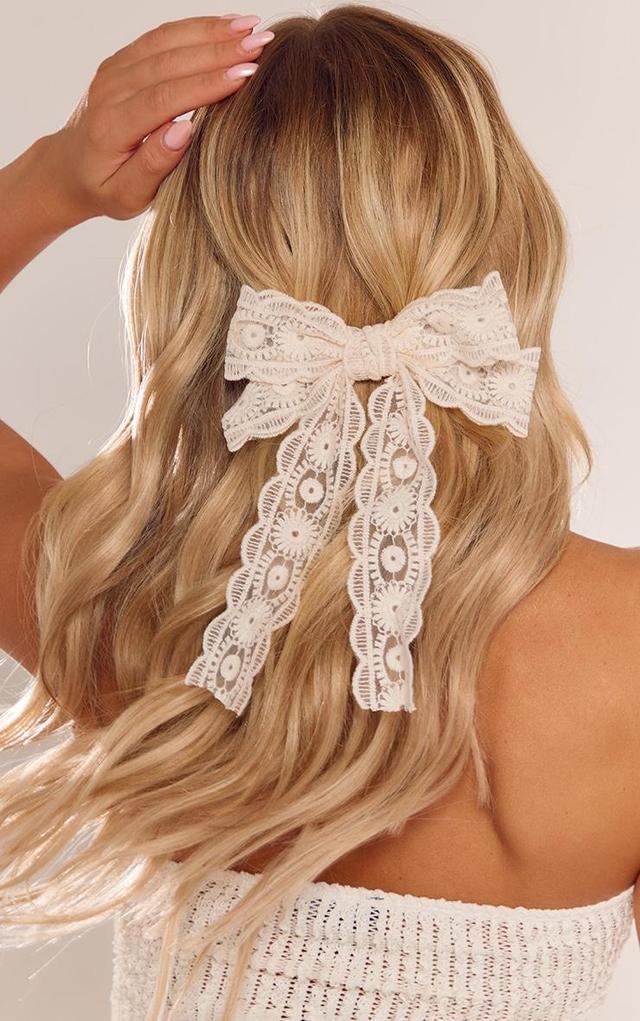 Cream Lace Bow Hair Clip Product Image