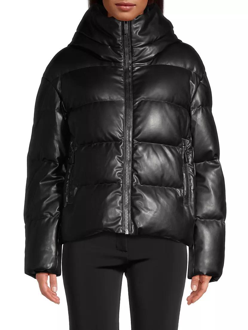 Faux-Leather Down Puffer Jacket Product Image