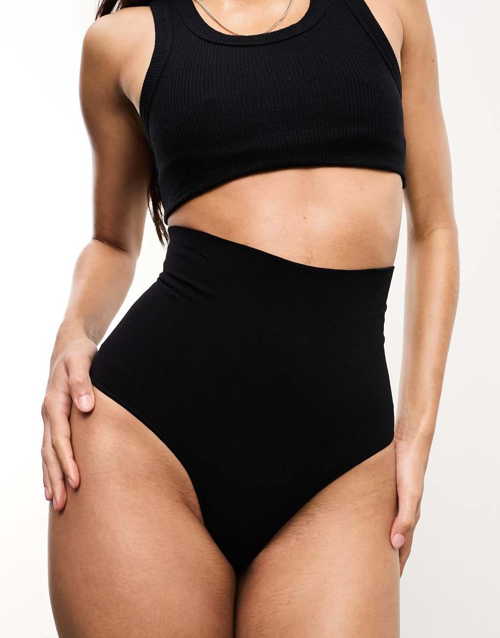 Vero Moda seamless high waisted thong in brown Product Image