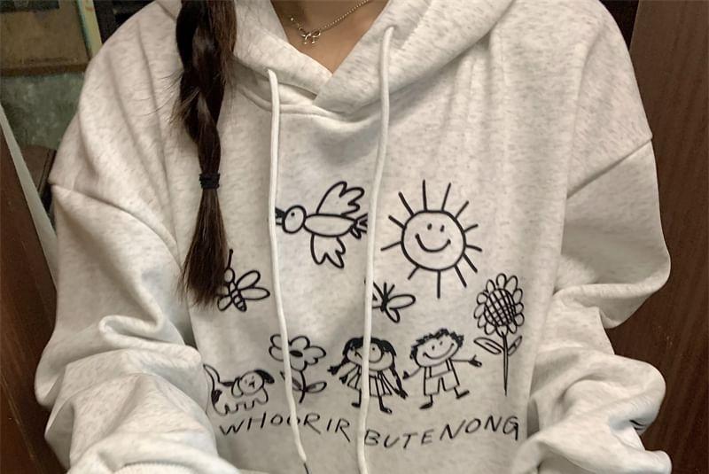 Cartoon Print Drawstring Hoodie Product Image