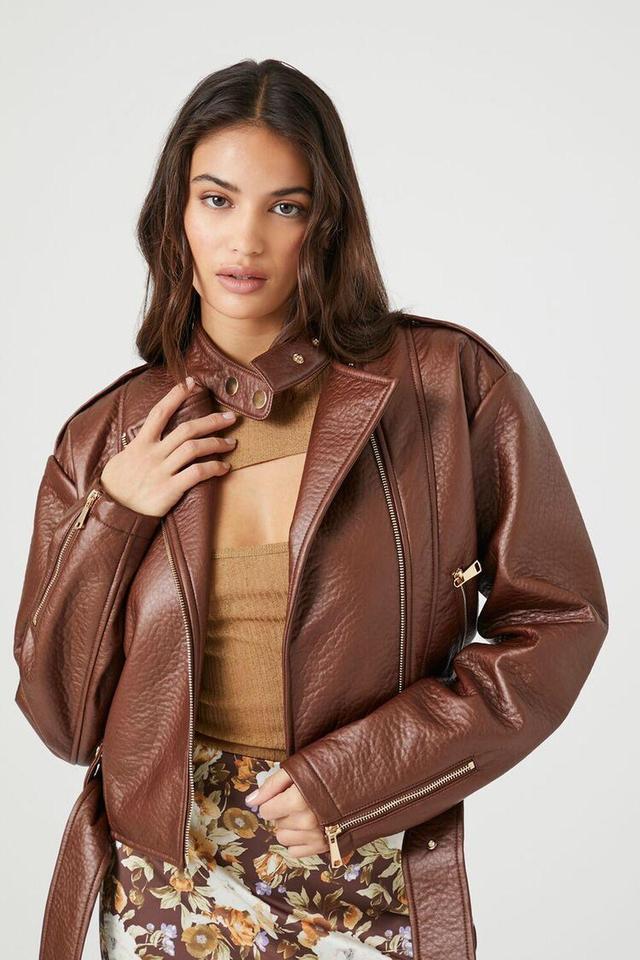 Belted Faux Leather Moto Jacket | Forever 21 Product Image