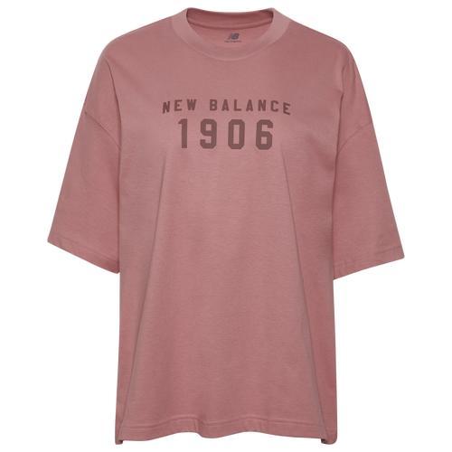 New Balance Womens New Balance Iconic Collegiate Jersey Oversized T-Shirt - Womens White/Gray Product Image