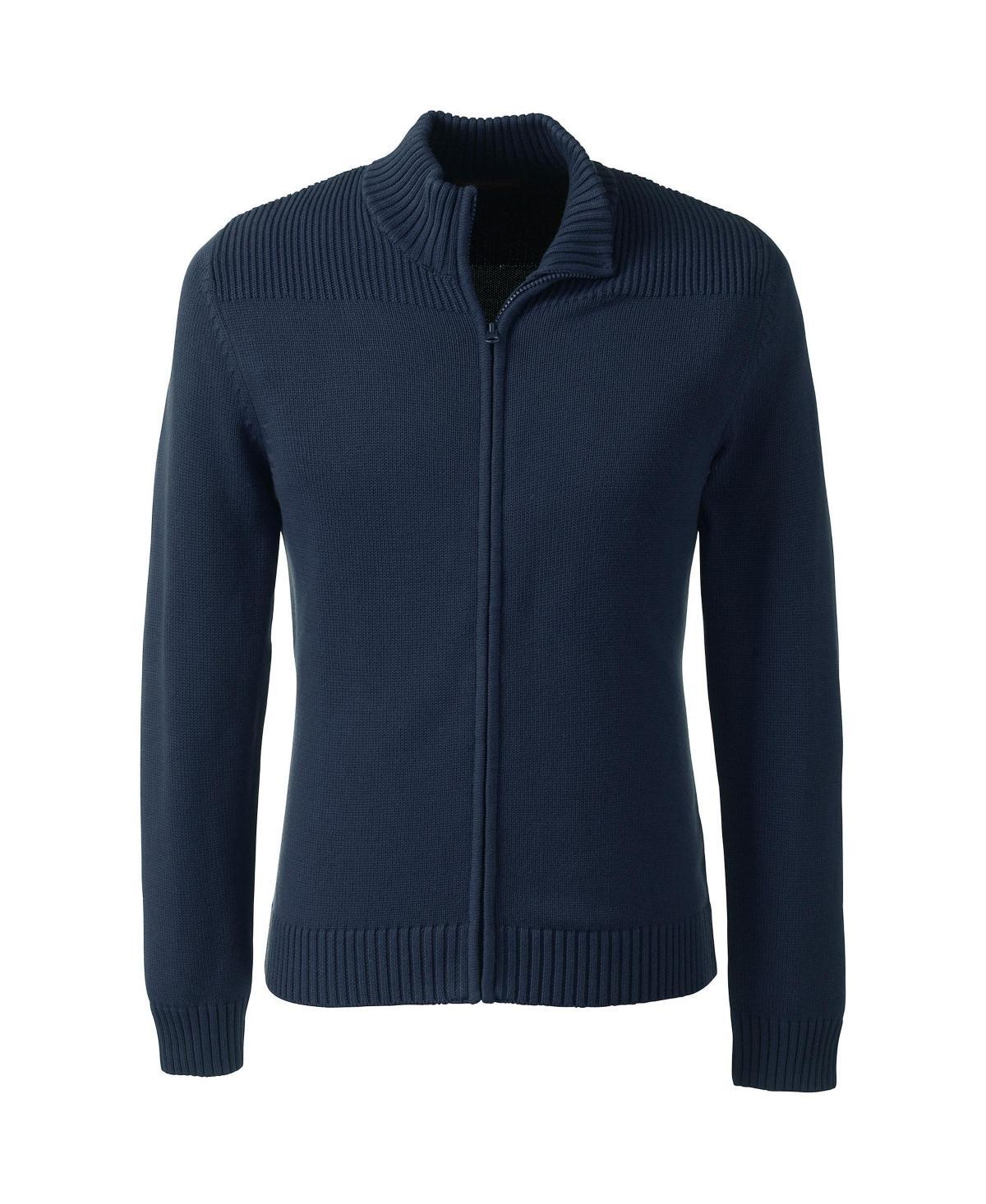 Lands End Mens School Uniform Cotton Modal Zip Front Cardigan Sweater Product Image