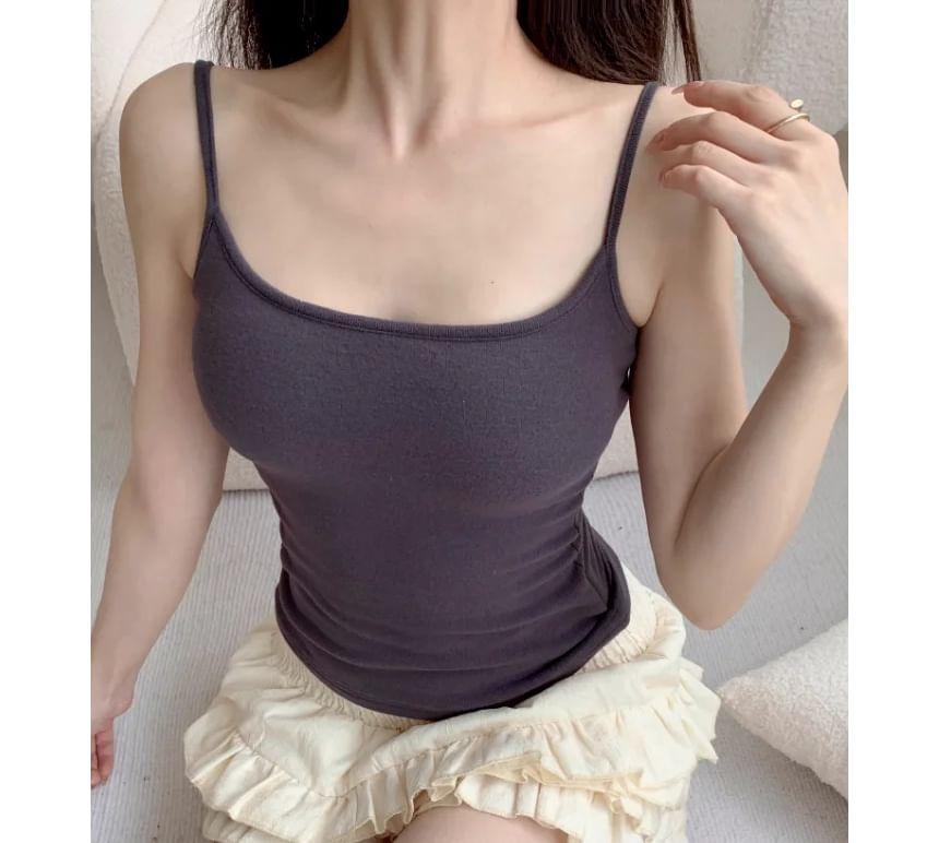 Plain Slim-Fit Padded Crop Cami Top Product Image