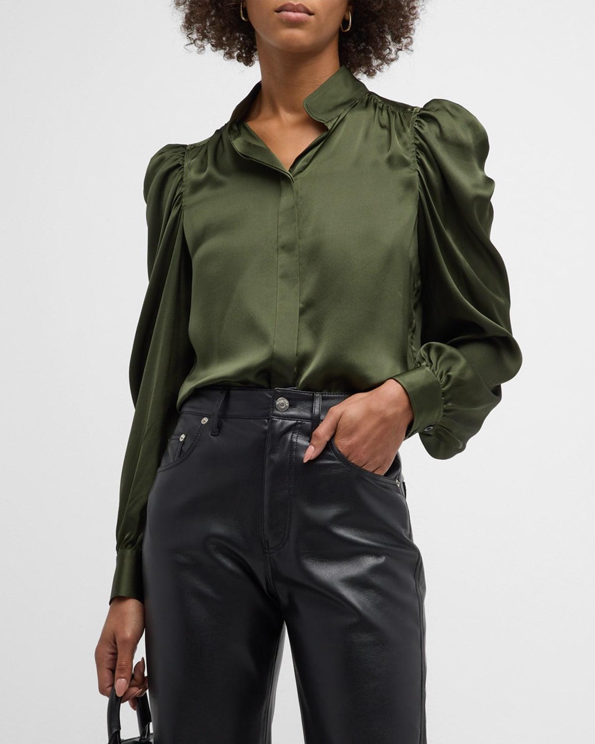 Womens Gillian Silk Puff-Sleeve Blouse product image