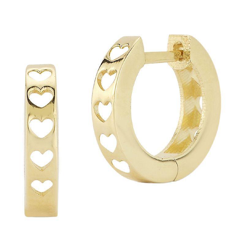 LUMINOR GOLD 14k Gold Heart Hoop Earrings, Womens Product Image