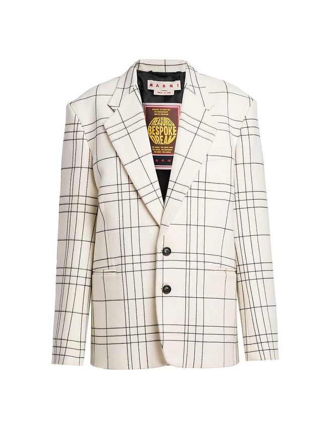 Womens Oversized Plaid Wool Blazer Product Image