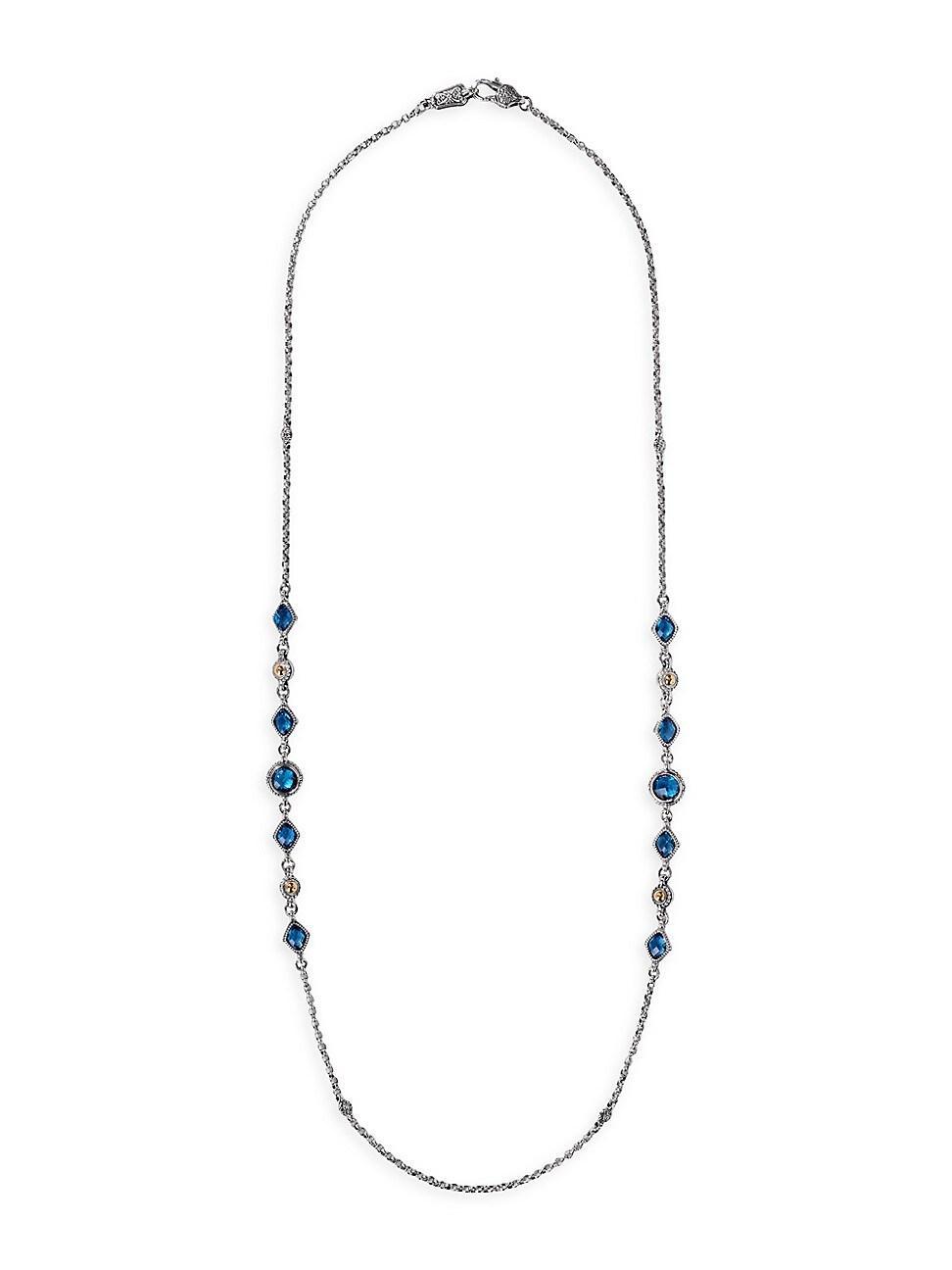 18K Gold and Sterling Silver Blue Spinel Necklace Product Image