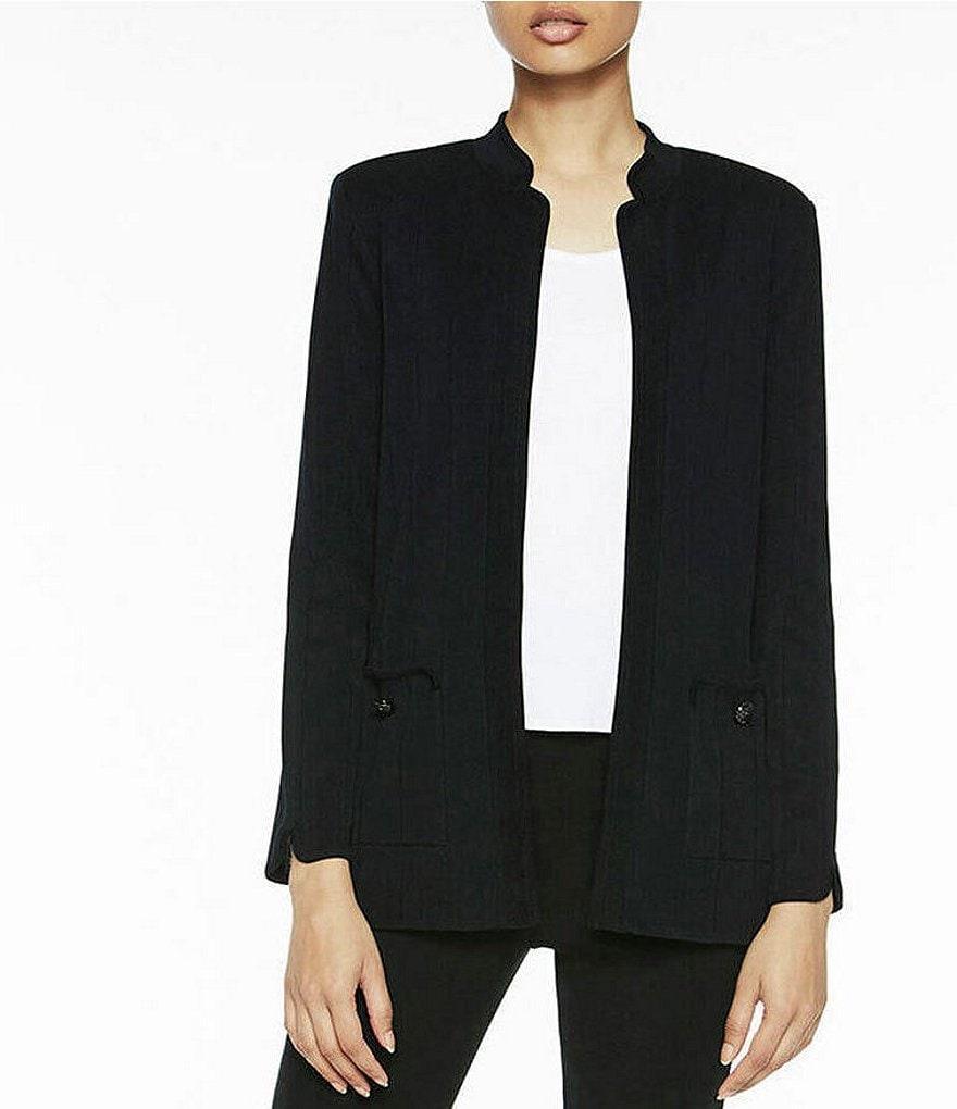 Ming Wang Mandarin Collar Long Sleeve Shoulder Pad Jacket Product Image