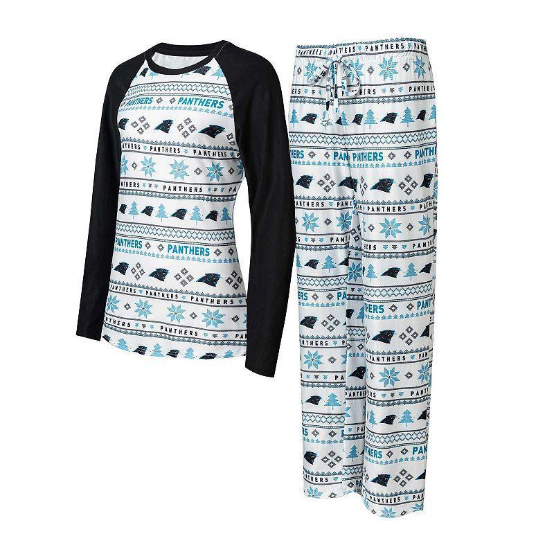 Womens Concepts Sport /Black Carolina Panthers TinselRaglan Long Sleeve T-Shirt & Pants Sleep Set Product Image