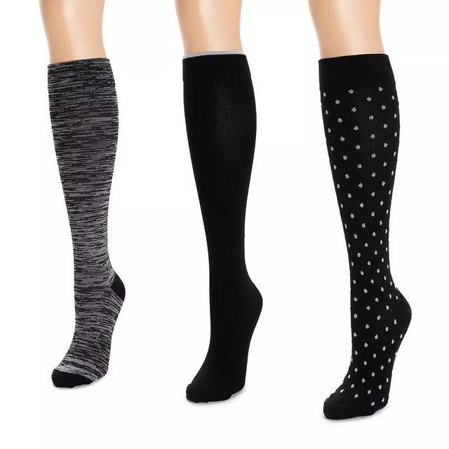 Womens Muk Luks 3-Pack Basic Print Compression Knee-High Socks Product Image